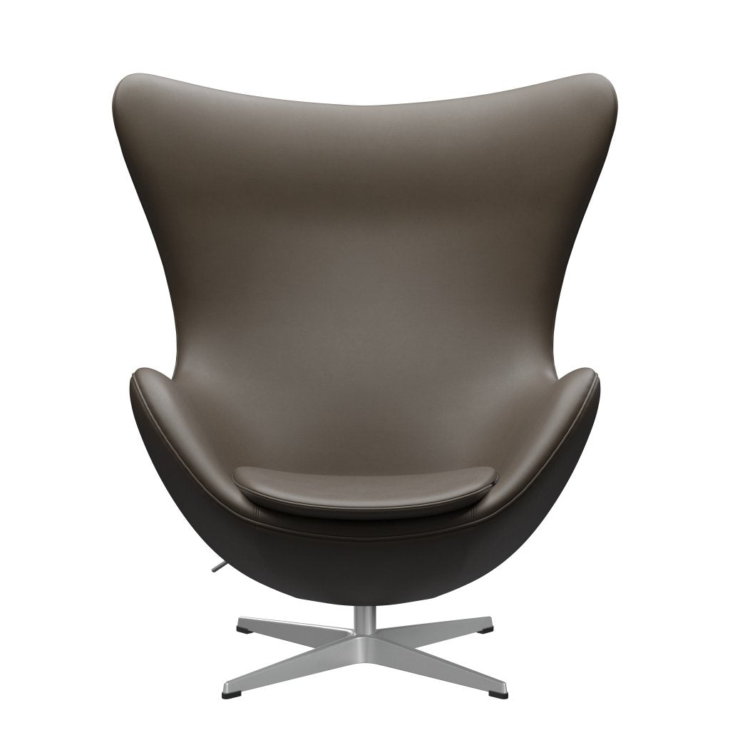 Fritz Hansen The Egg Lounge Chair Leather, Silver Grey/Esencial Stone