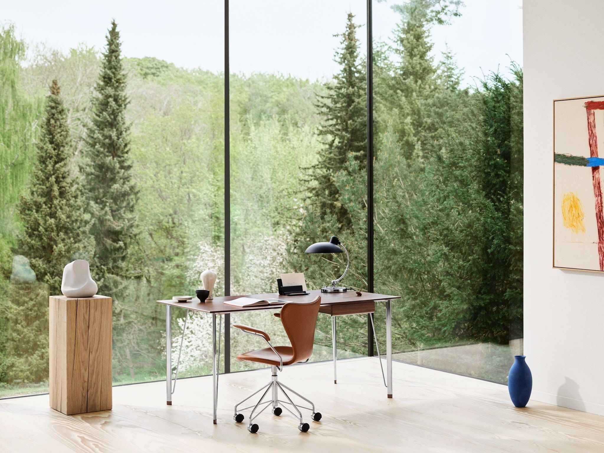 Fritz Hansen FH3605 Desk se zásuvka, chrome/ořech lakované