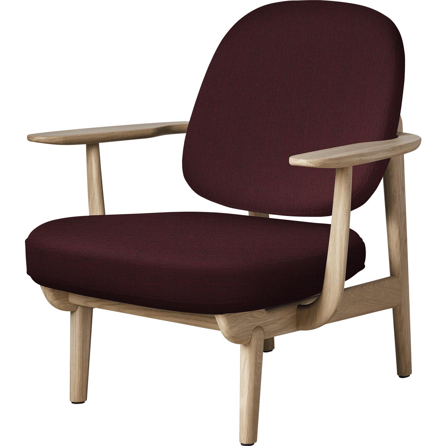 Fritz Hansen Jh97 Fred Lounge Chair Lacquered Oak, červená