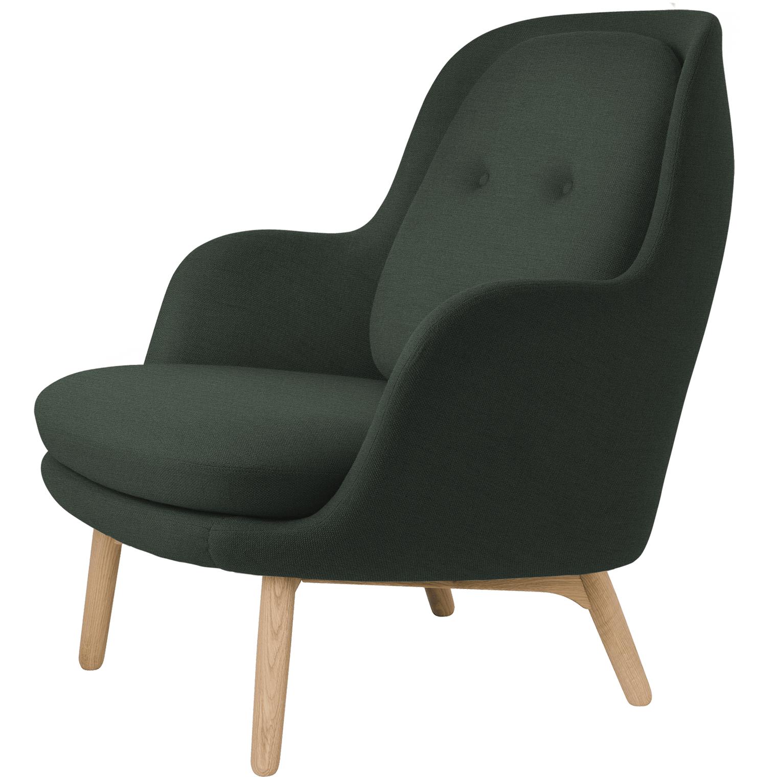 Fritz Hansen Pá Lounge Chair Wood, Balder tmavě zelená