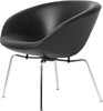 Fritz Hansen AJ Pot Lounge Chair Chromed Frame Leather, černá aura kůže