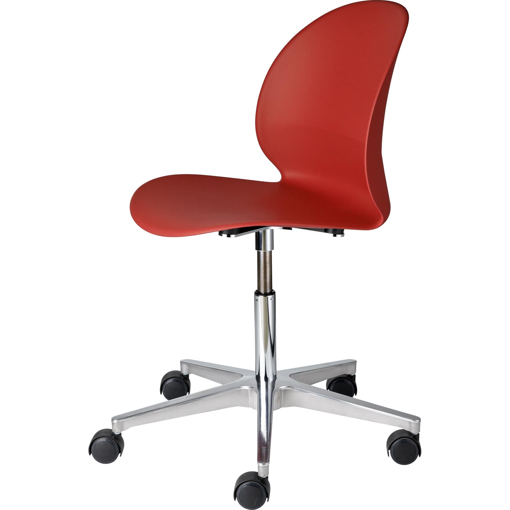 Fritz Hansen N02 Recyklace Otočné židle leštěná hliník, červená