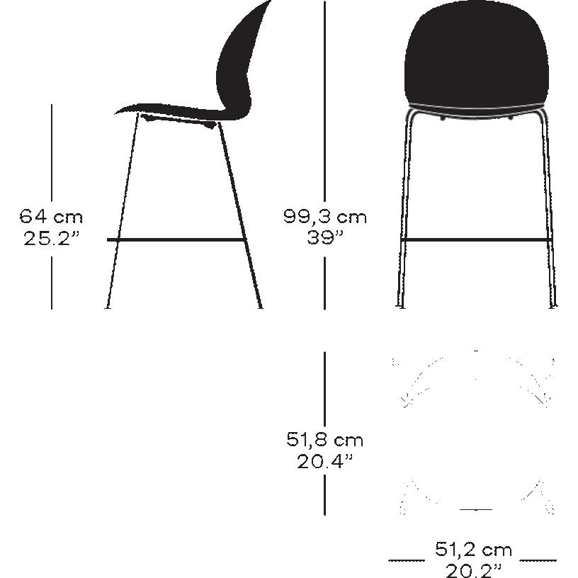 Fritz Hansen N02 Recyklace nízká barová stolička, šedá/šedá