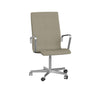 Fritz Hansen Oxford 3273 W Armchair Five Arm Base With Wheels Satin Brushed Aluminum/Vidar, Light Beige