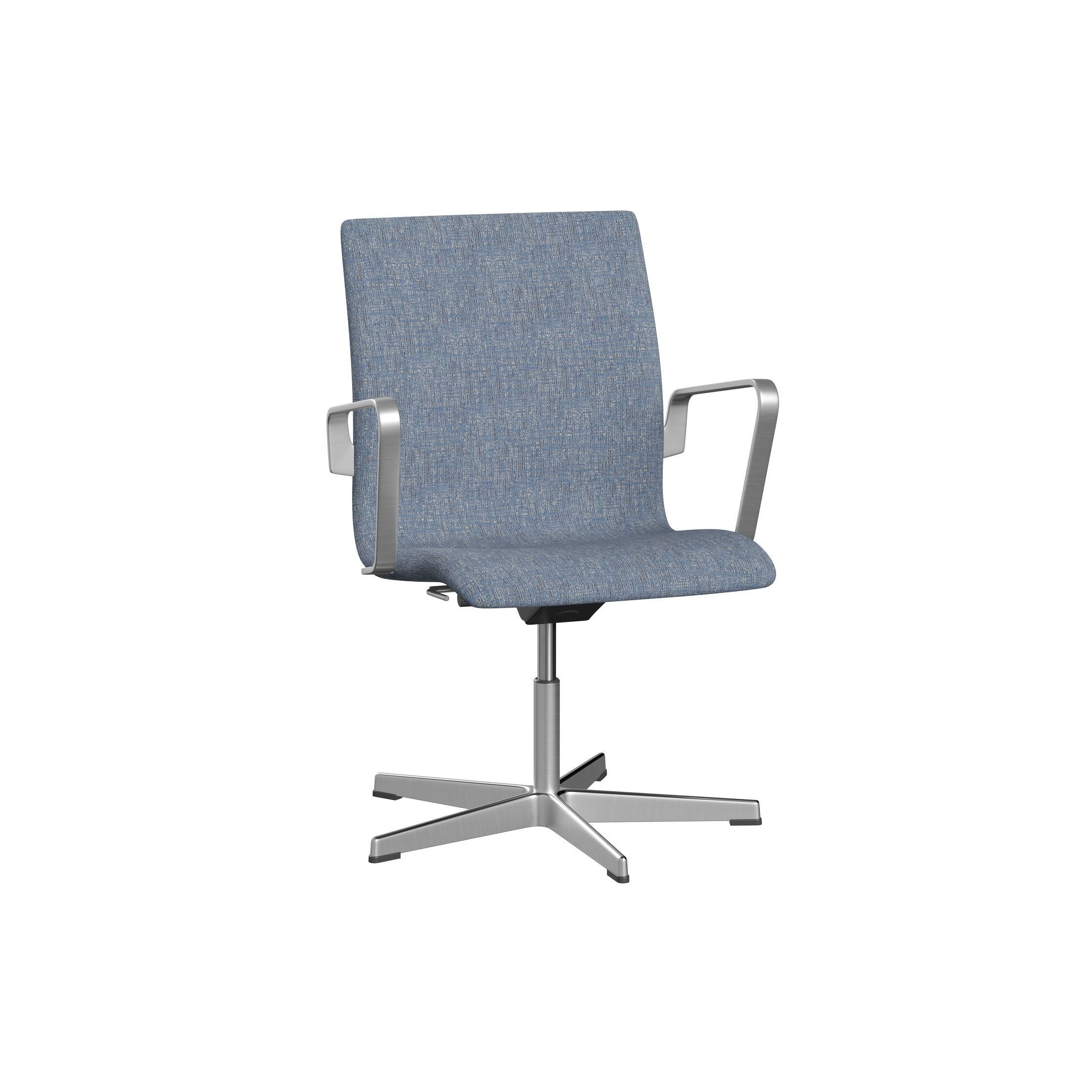 Fritz Hansen Oxford 3291 T Armchair Five Arm Base Satin Brushed Aluminium/Sonar, Light Blue