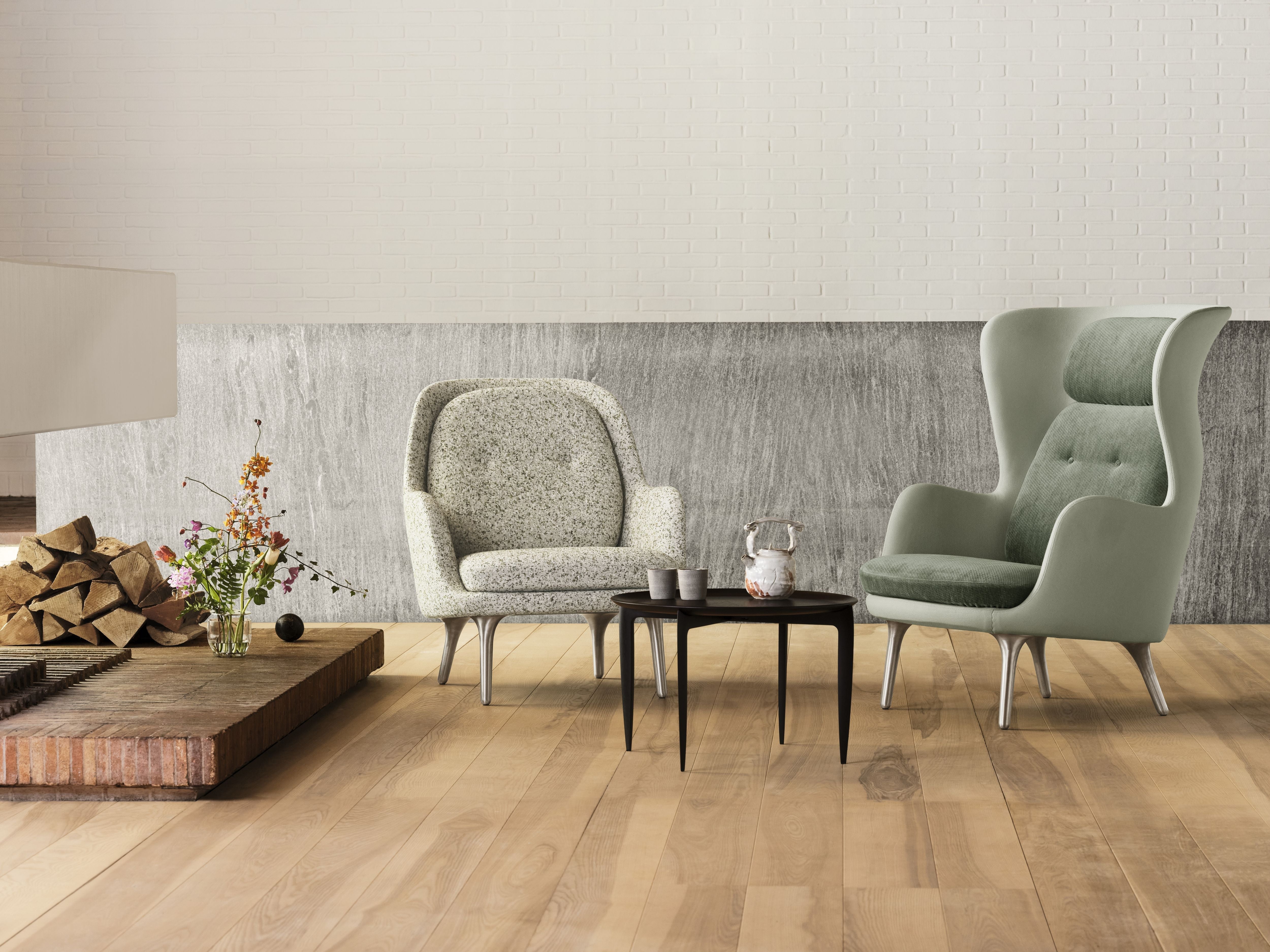 Fritz Hansen Ro Lounge Chair Hliník, máta zelená