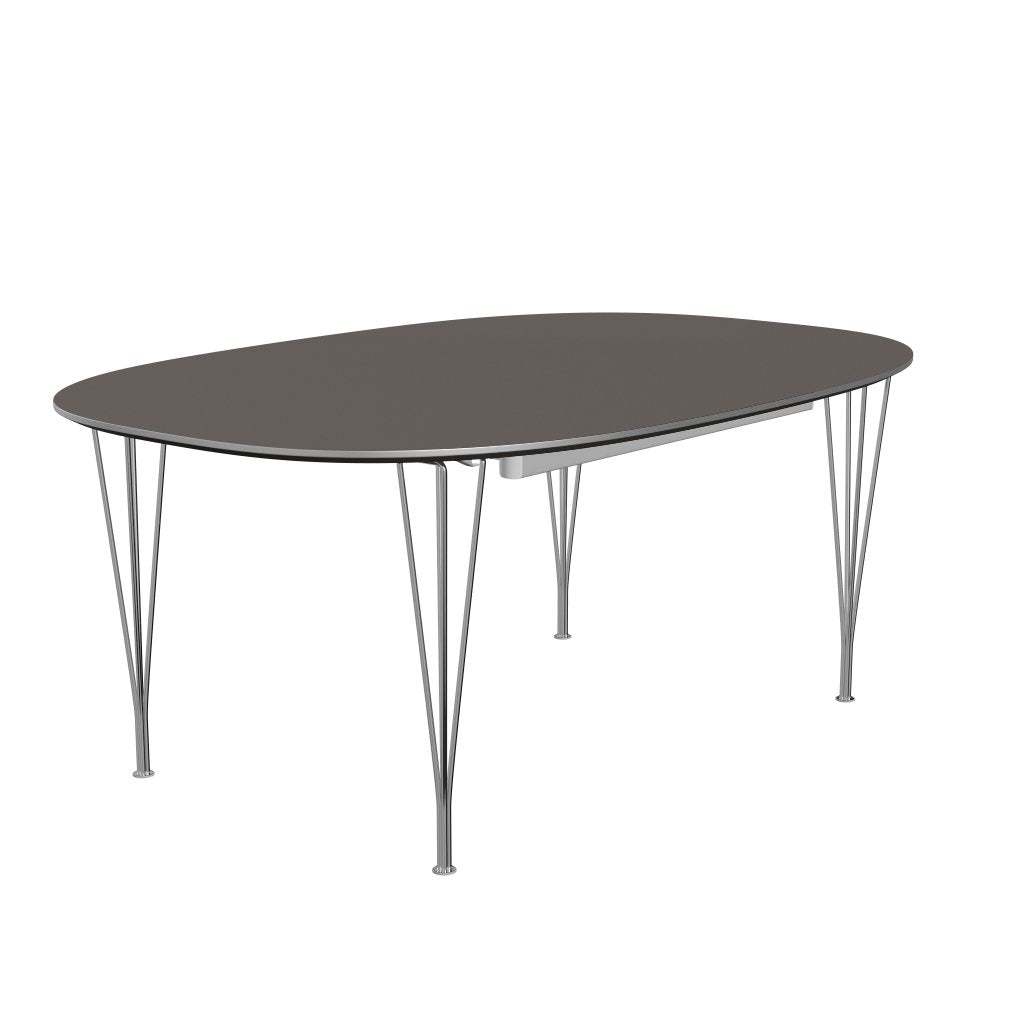 Fritz Hansen Superellipse Extendable Table Chrome/Grey Fenix Laminates, 300x120 Cm