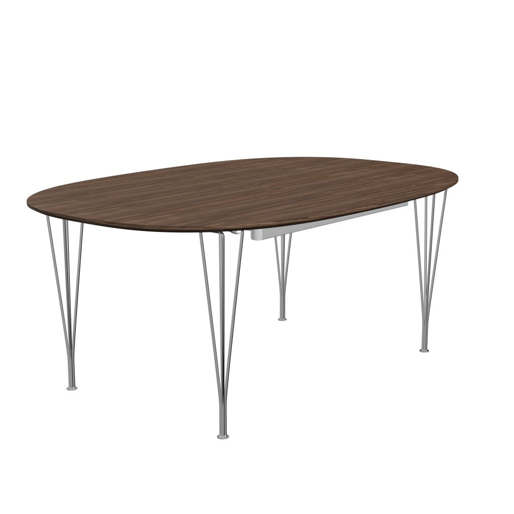 Fritz Hansen Superellipse Extendable Table Chrome/Walnut Veneer With Walnut Table Edge, 300x120 Cm