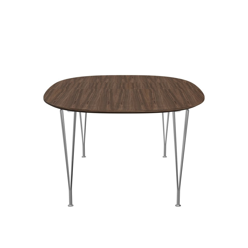 Fritz Hansen Superellipse Rozšiřitelná stolní chrom/ořechová dýha s ořechovým okrajem, 300x120 cm