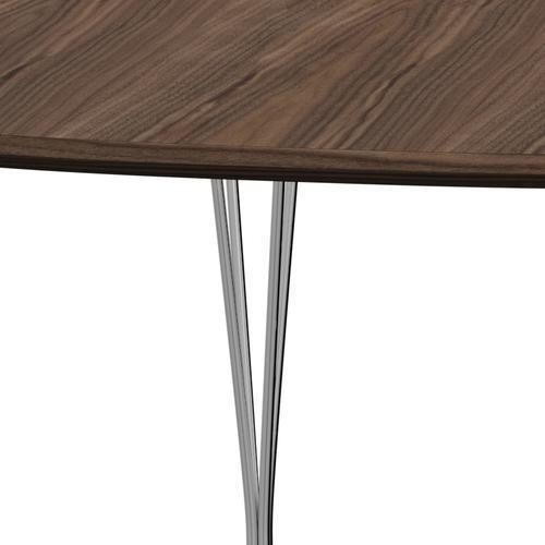 Fritz Hansen Superellipse Rozšiřitelná stolní chrom/ořechová dýha s ořechovým okrajem, 300x120 cm