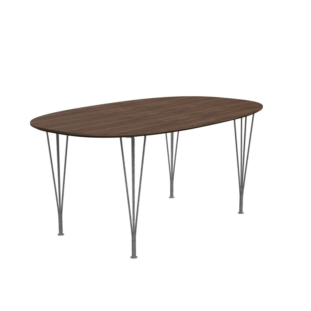 Fritz Hansen Superellipse Rozšiřující stůl stříbrná šedá/ořechová dýha s ořechovým okrajem, 270x100 cm