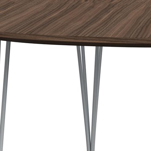 Fritz Hansen Superellipse Rozšiřující stůl stříbrná šedá/ořechová dýha s ořechovým okrajem, 270x100 cm