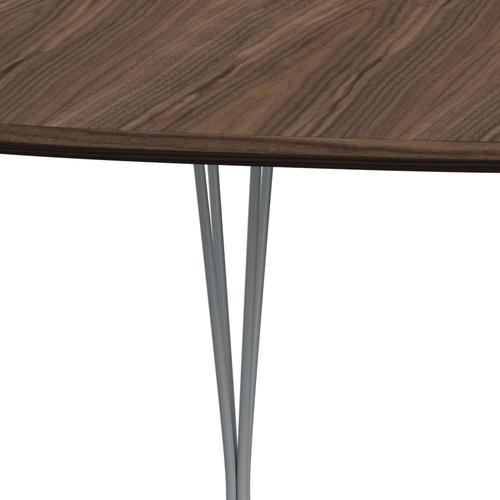 Fritz Hansen Superellipse Rozšiřující stůl stříbrná šedá/ořechová dýha s ořechovým okrajem, 300x120 cm