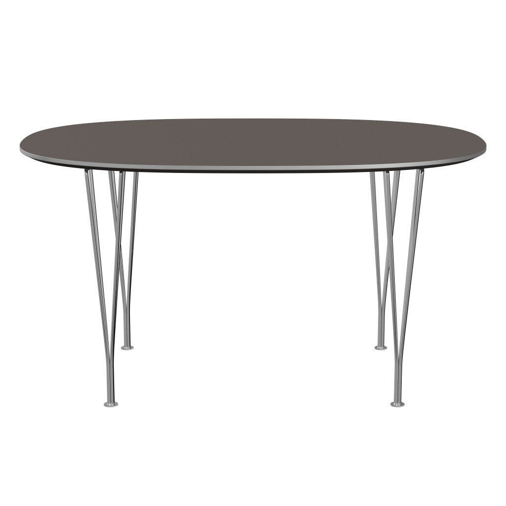 Fritz Hansen Superellipse jídelní stůl Chrome/Grey Fenix ​​Lamináty, 135x90 cm