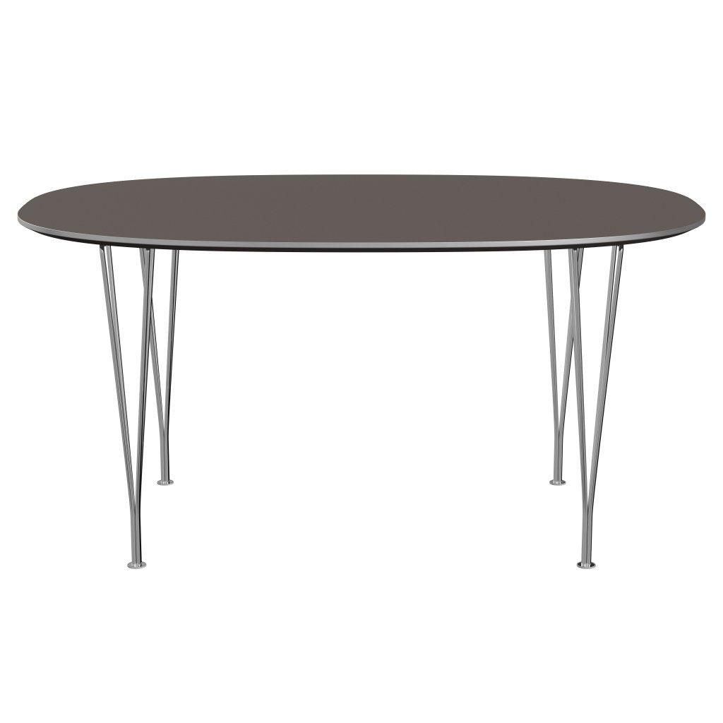 Fritz Hansen Superellipse jídelní stůl Chrome/Grey Fenix ​​Lamináty, 150x100 cm
