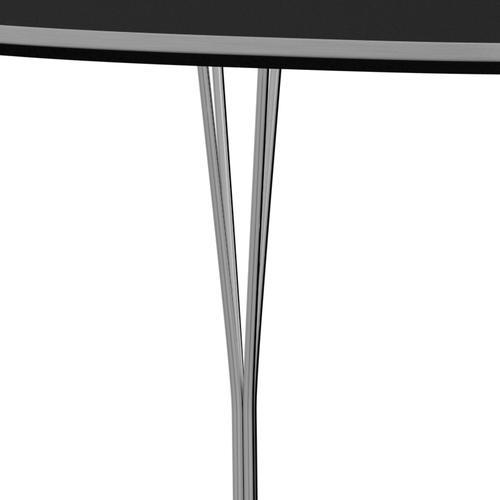 Fritz Hansen Superellipse Dining Table Chrome/Black Fenix Laminates, 180x120 Cm