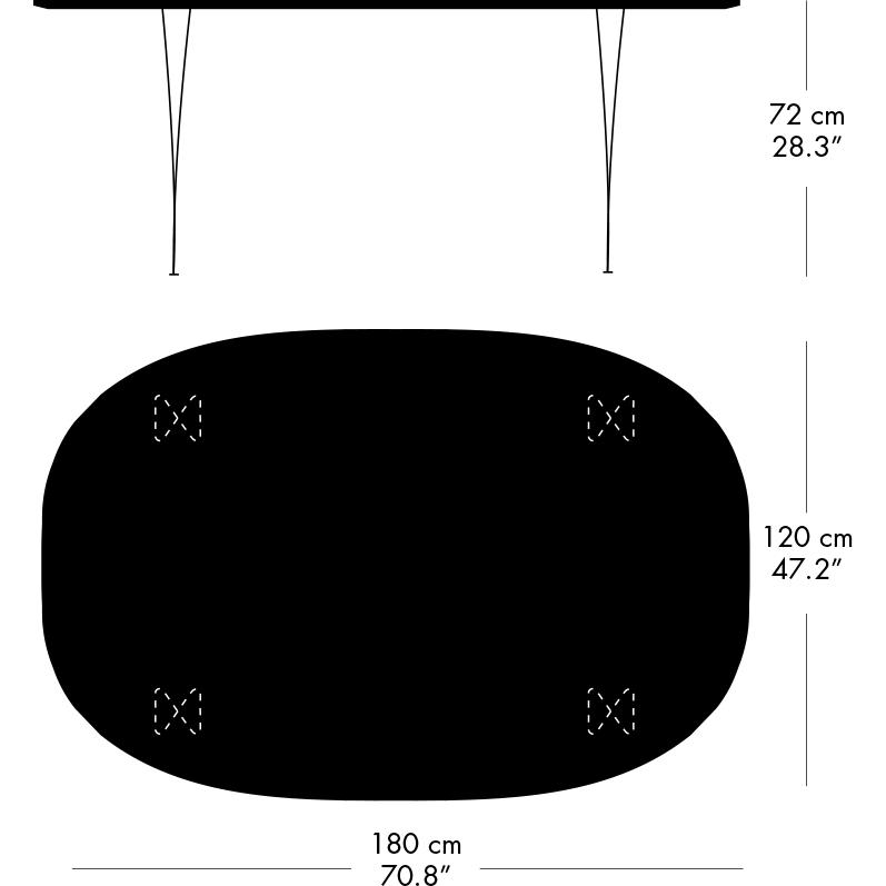 Fritz Hansen Superellipse Dining Table Chrome/Black Fenix Laminates, 180x120 Cm