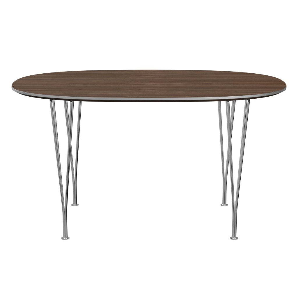 Fritz Hansen Superellipse jídelní stůl Chrome/ořechová dýha, 135x90 cm