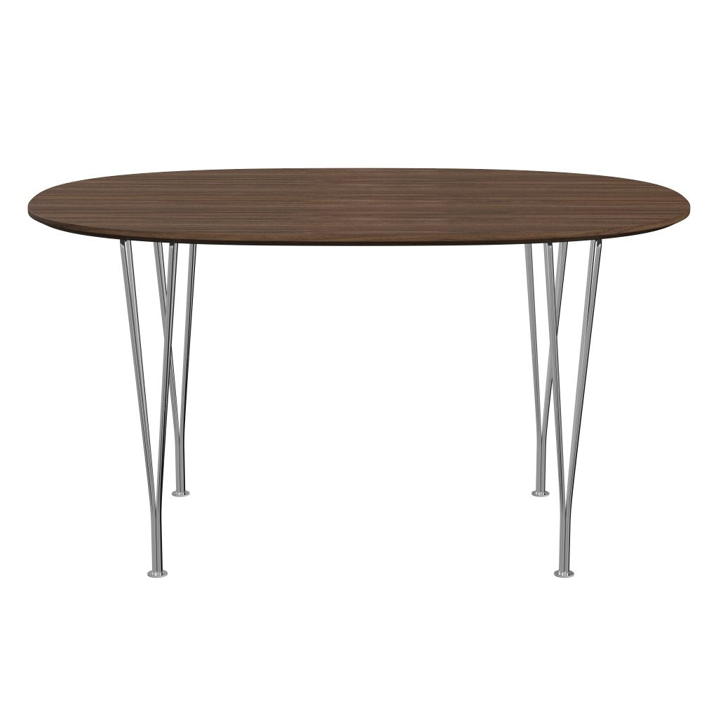 Fritz Hansen Superellipse Jídelní stůl Chrome/ořechová dýha s okrajem ořechu, 135x90 cm