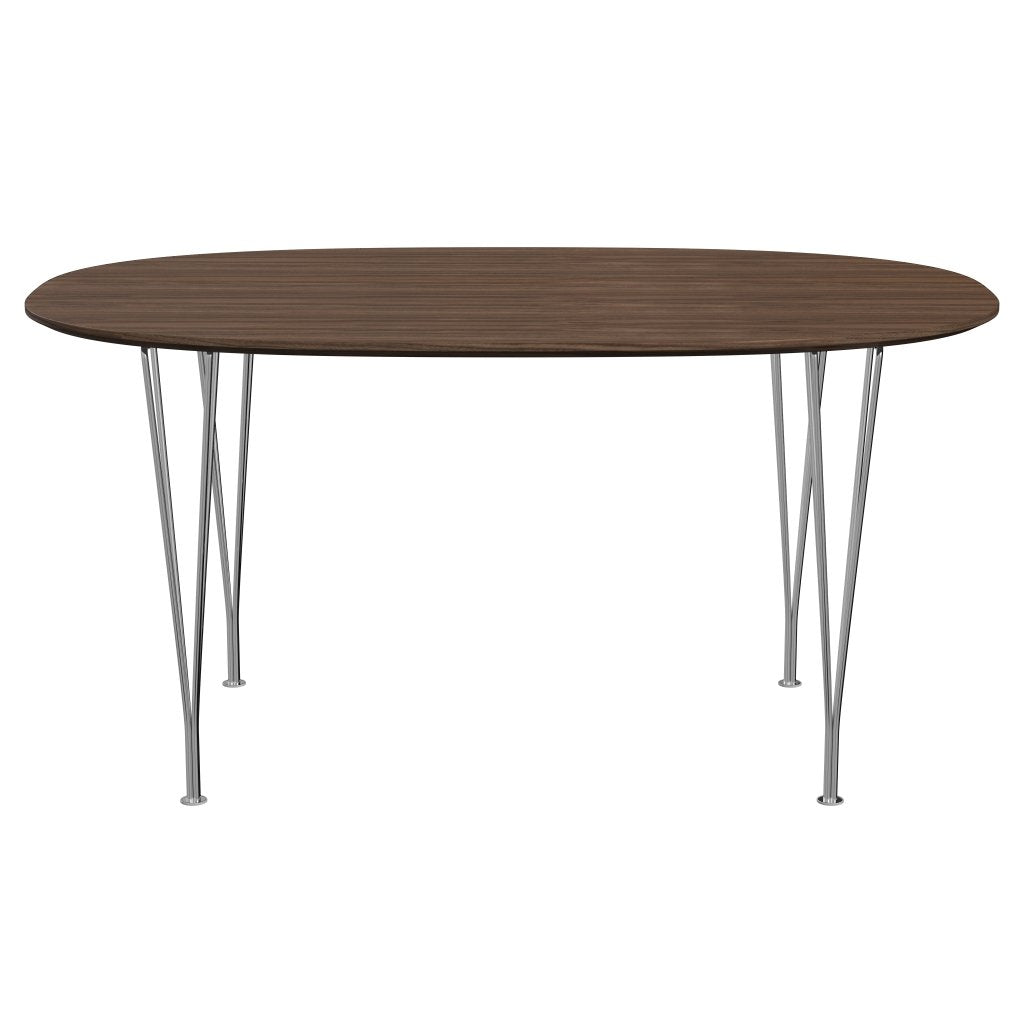 Fritz Hansen Superellipse Jídelní stůl Chrome/ořechová dýha s ořechovým okrajem, 150x100 cm