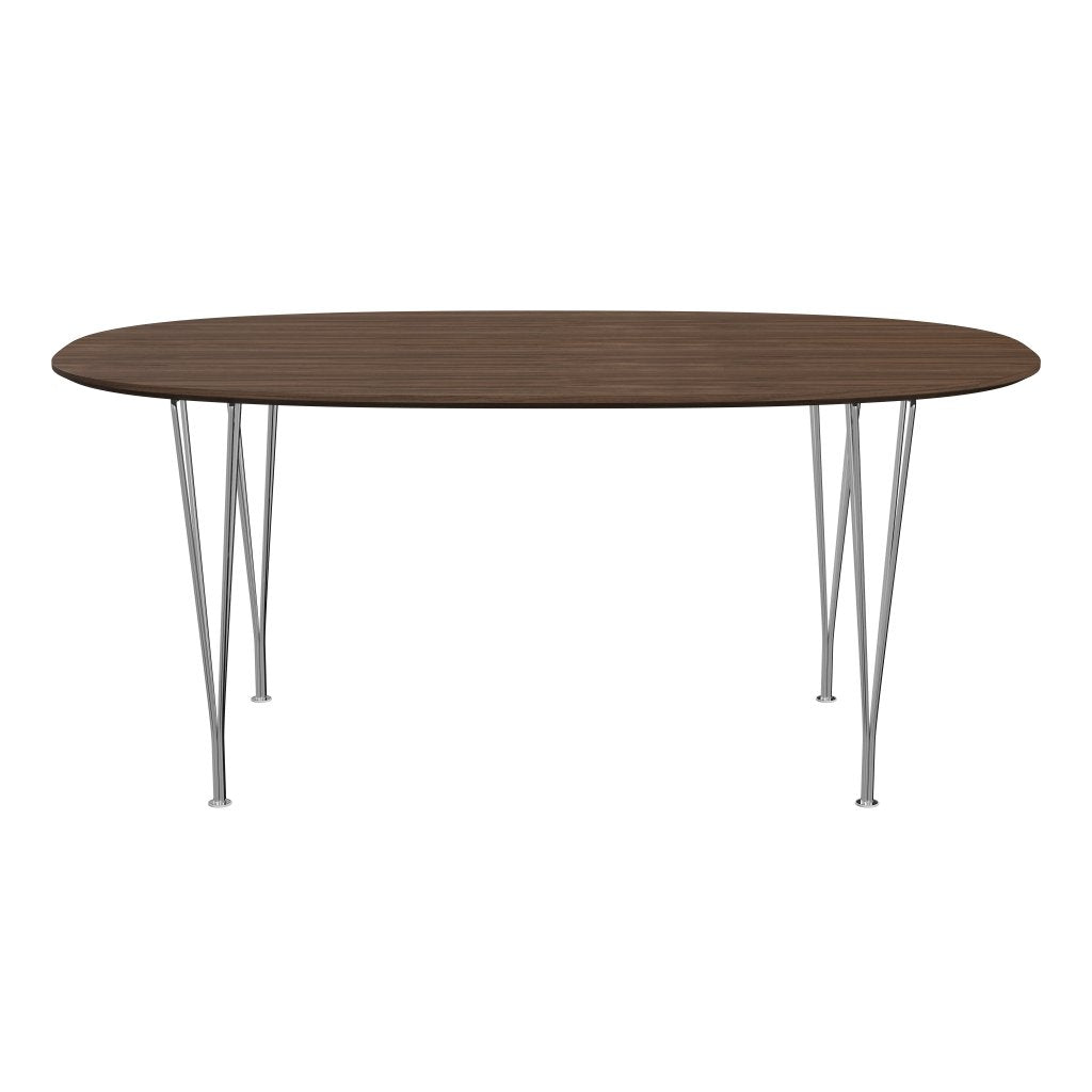 Fritz Hansen Superellipse Jídelní stůl Chrome/ořechová dýha s ořechovým okrajem, 170x100 cm