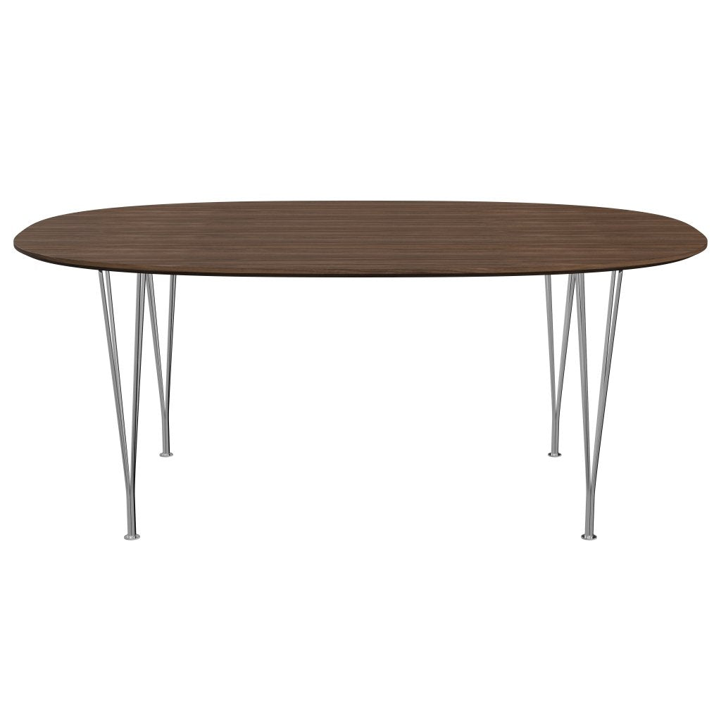 Fritz Hansen Superellipse Jídelní stůl Chrome/ořechová dýha s ořechovým okrajem, 180x120 cm