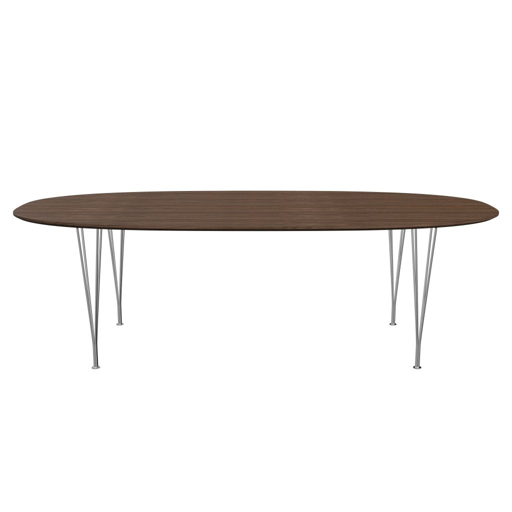 Fritz Hansen Superellipse Jídelní stůl Chrome/ořechová dýha s ořechovým okrajem, 240x120 cm