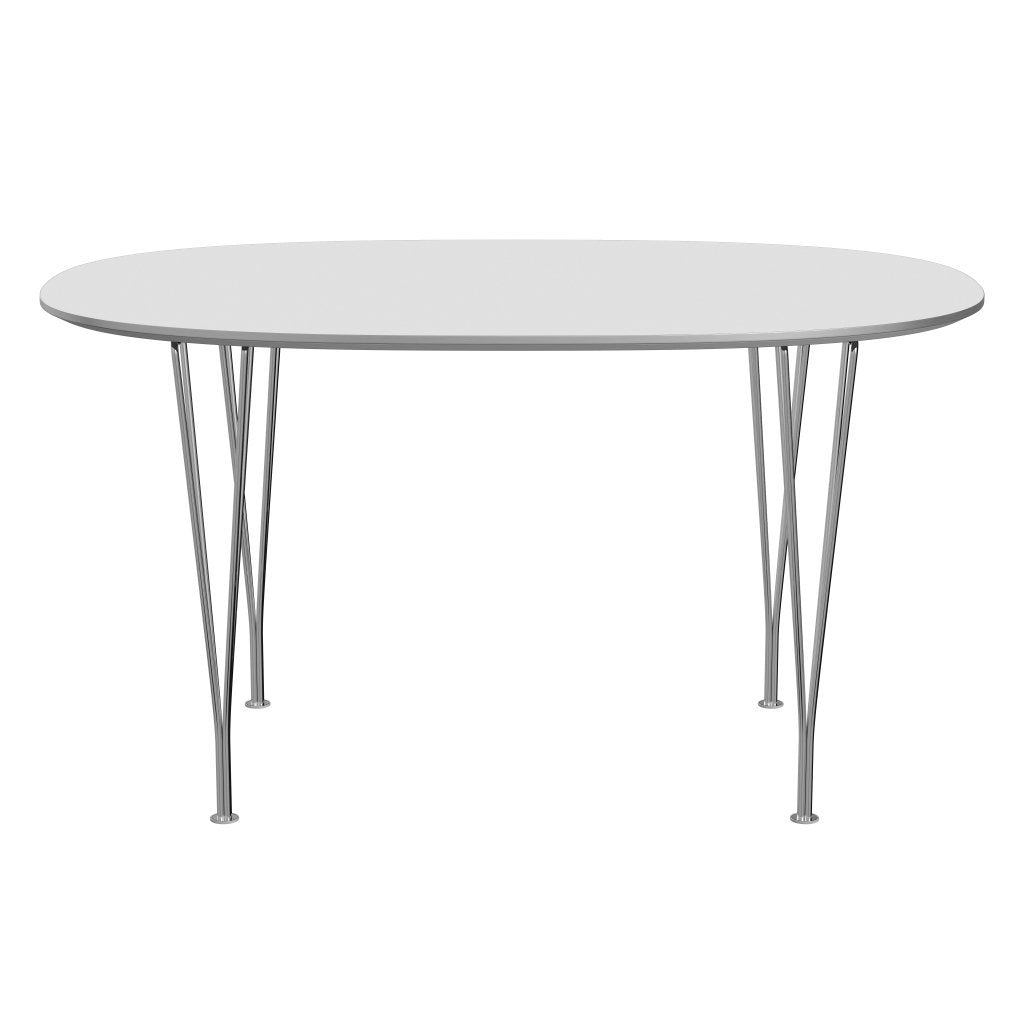 Fritz Hansen Superellipse Dining Table Chrome/White Fenix Laminates, 135x90 Cm