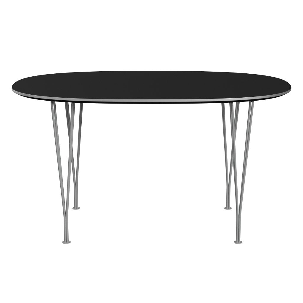 Fritz Hansen Superellipse Dining Table Grey Powder Coated/Black Fenix Laminates, 135x90 Cm