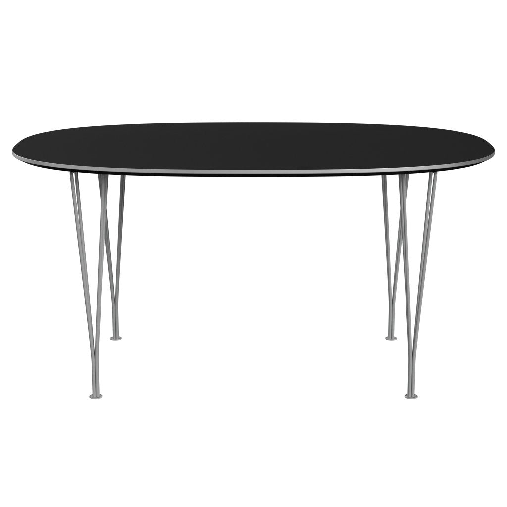 Fritz Hansen Superellipse Dining Table Grey Powder Coated/Black Fenix Laminates, 150x100 Cm