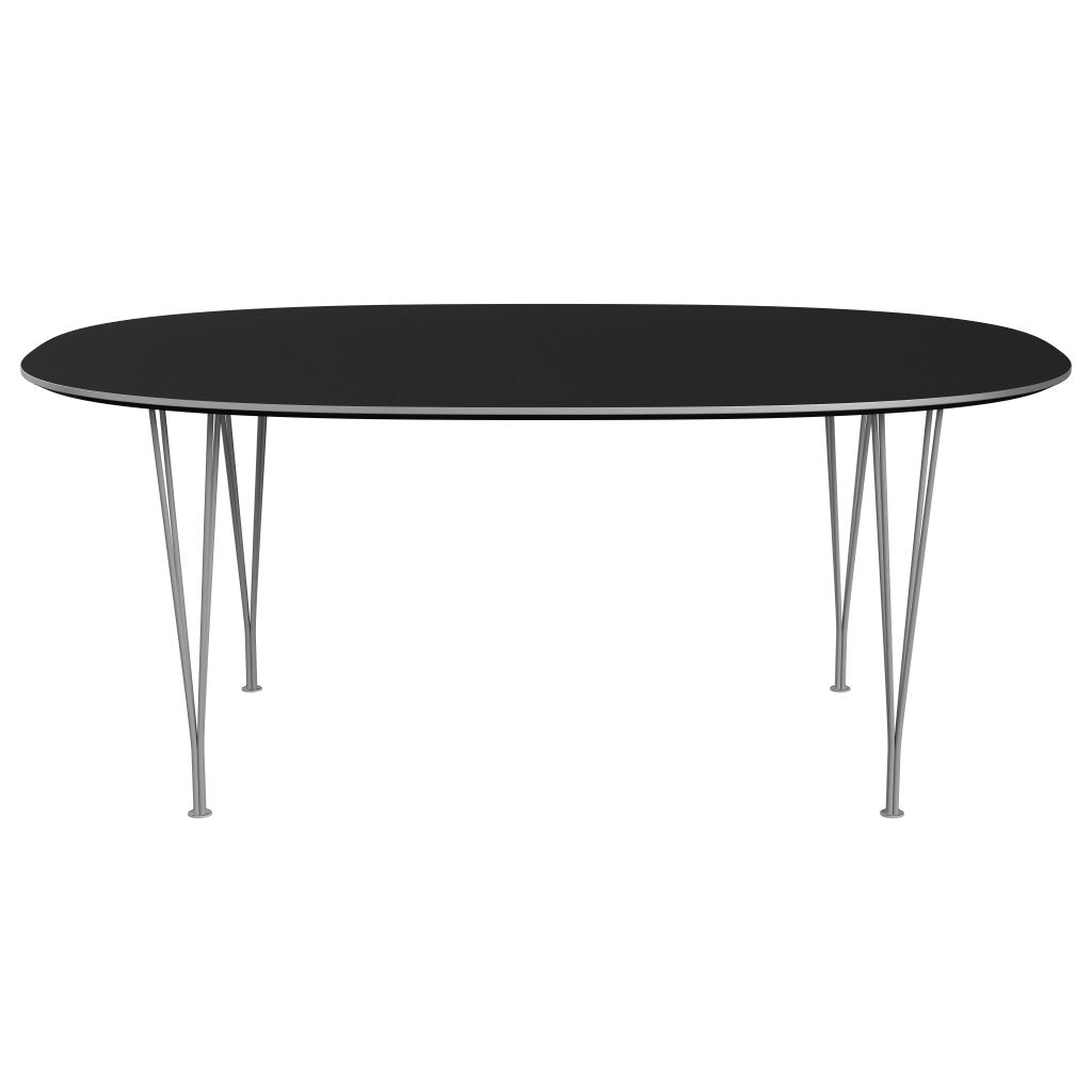 Fritz Hansen Superellipse Dining Table Grey Powder Coated/Black Fenix Laminates, 180x120 Cm