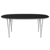 Fritz Hansen Superellipse jídelní stůl šedý prášek potažený/černé lamináty Fenix, 180x120 cm