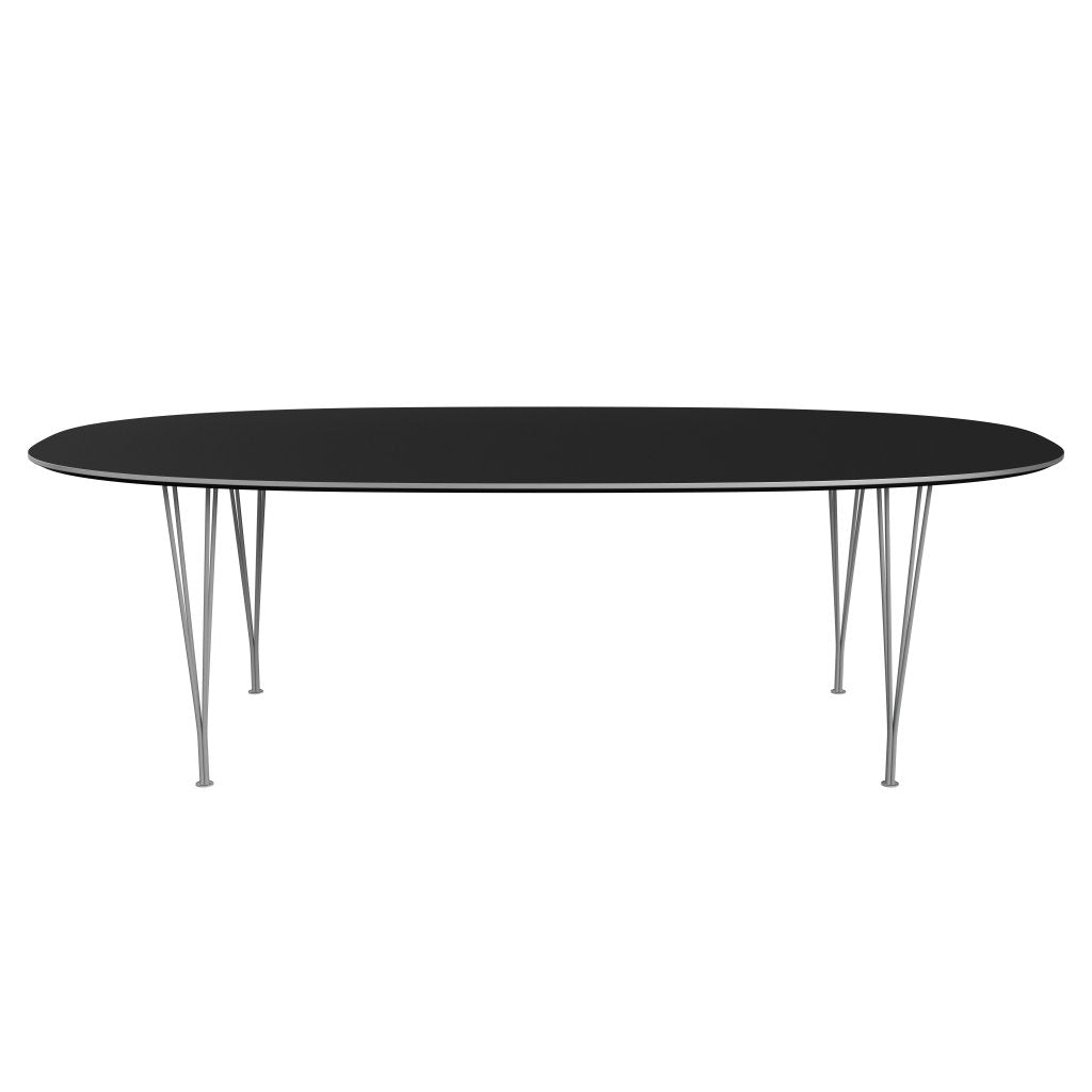 Fritz Hansen Superellipse Dining Table Grey Powder Coated/Black Fenix Laminates, 240x120 Cm