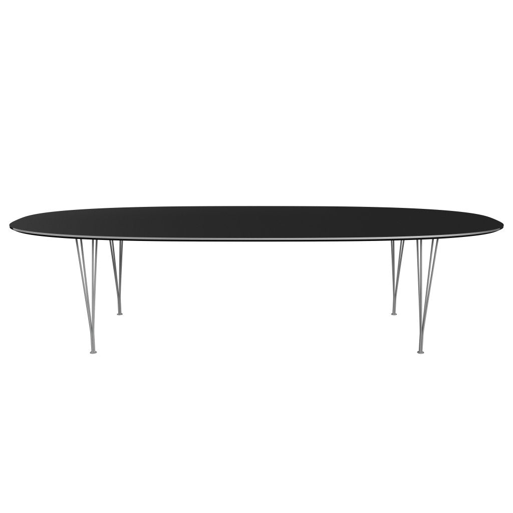 Fritz Hansen Superellipse Dining Table Grey Powder Coated/Black Fenix Laminates, 300x130 Cm