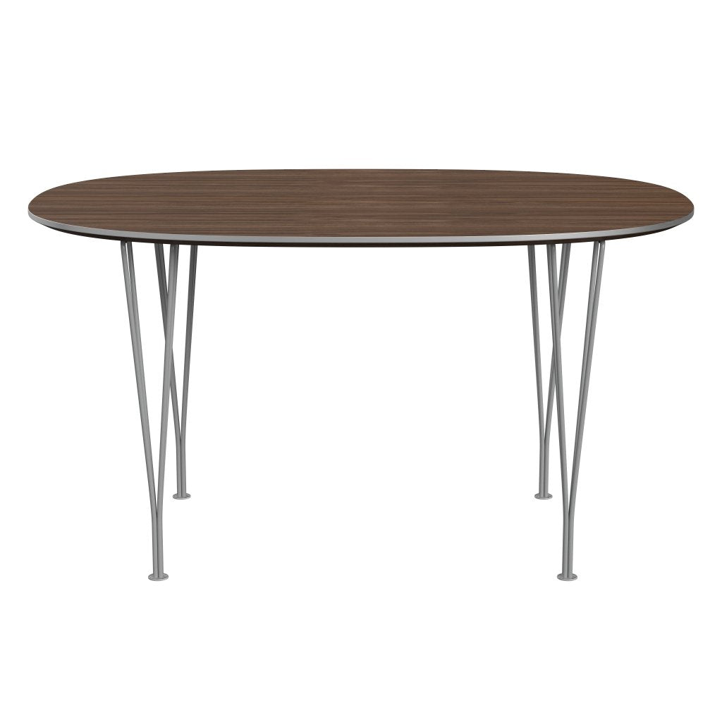 Fritz Hansen Superellipse Dining Table Grey Powder Coated/Walnut Veneer, 135x90 Cm