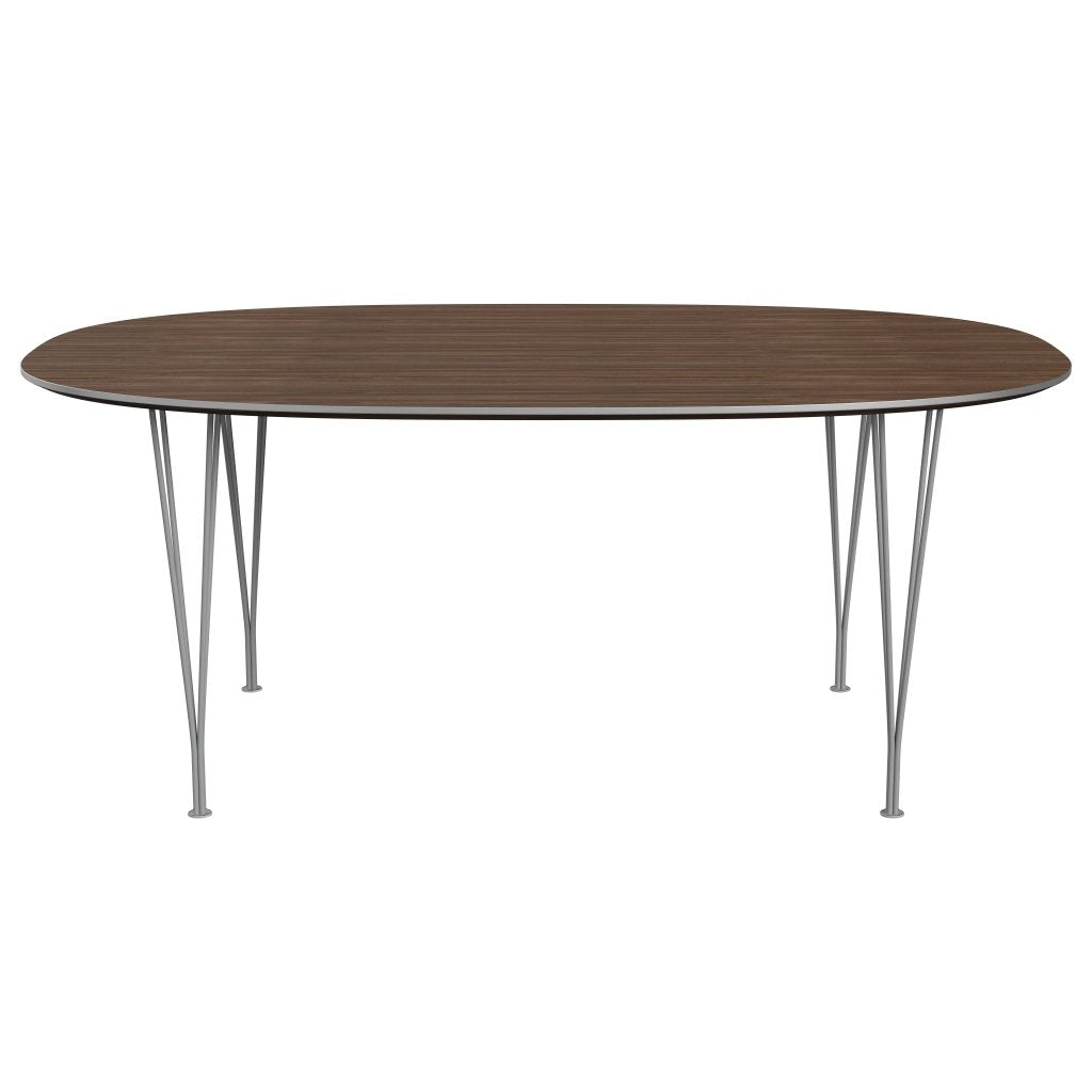 Fritz Hansen Superellipse Dining Table Grey Powder Coated/Walnut Veneer, 180x120 Cm