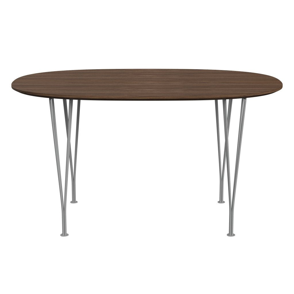 Fritz Hansen Superellipse Dining Table Grey Powder Coated/Walnut Veneer With Walnut Table Edge, 135x90 Cm