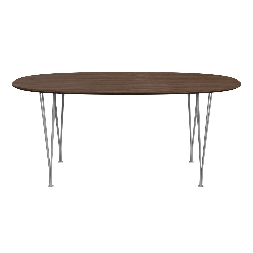 Fritz Hansen Superellipse Dining Table Grey Powder Coated/Walnut Veneer With Walnut Table Edge, 170x100 Cm