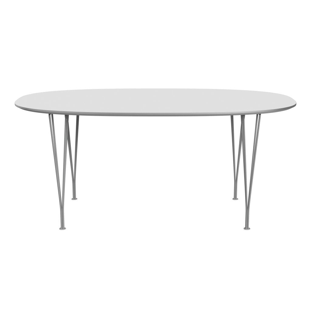 Fritz Hansen Superellipse Dining Table Grey Powder Coated/White Fenix Laminates, 170x100 Cm