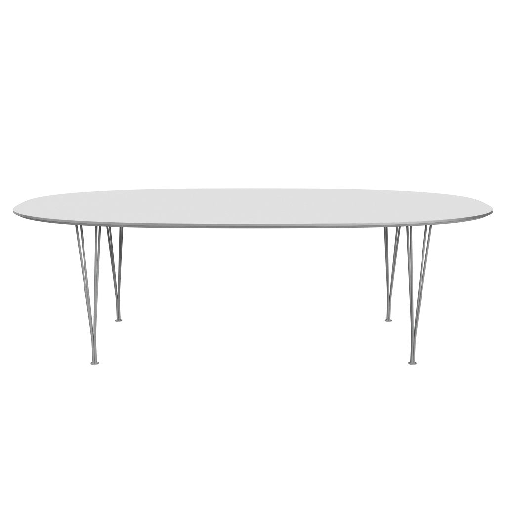 Fritz Hansen Superellipse Dining Table Grey Powder Coated/White Fenix Laminates, 240x120 Cm