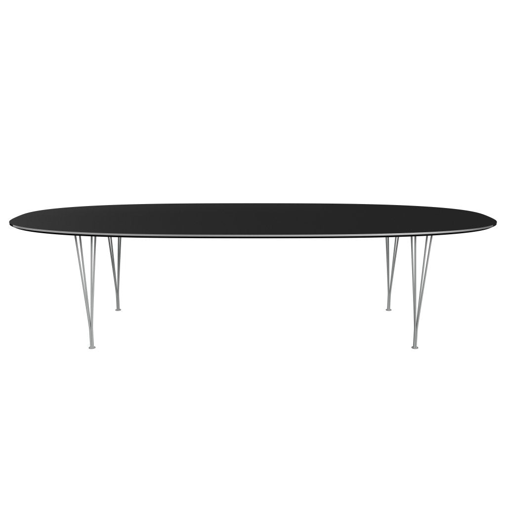 Fritz Hansen Superellipse jídelní stůl devět šedý/černý fenix lamináty, 300x130 cm
