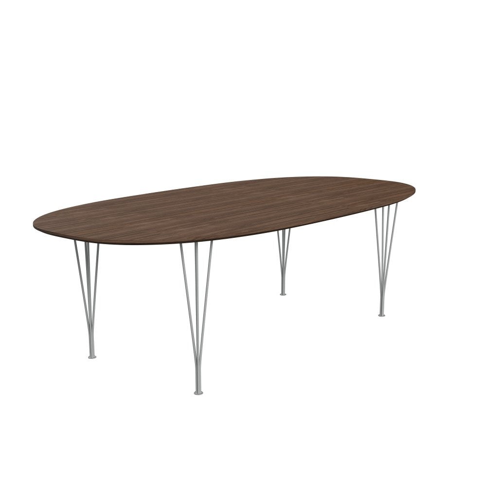 Fritz Hansen Superellipse Dining Table Nine Grey/Walnut Veneer With Walnut Table Edge, 240x120 Cm