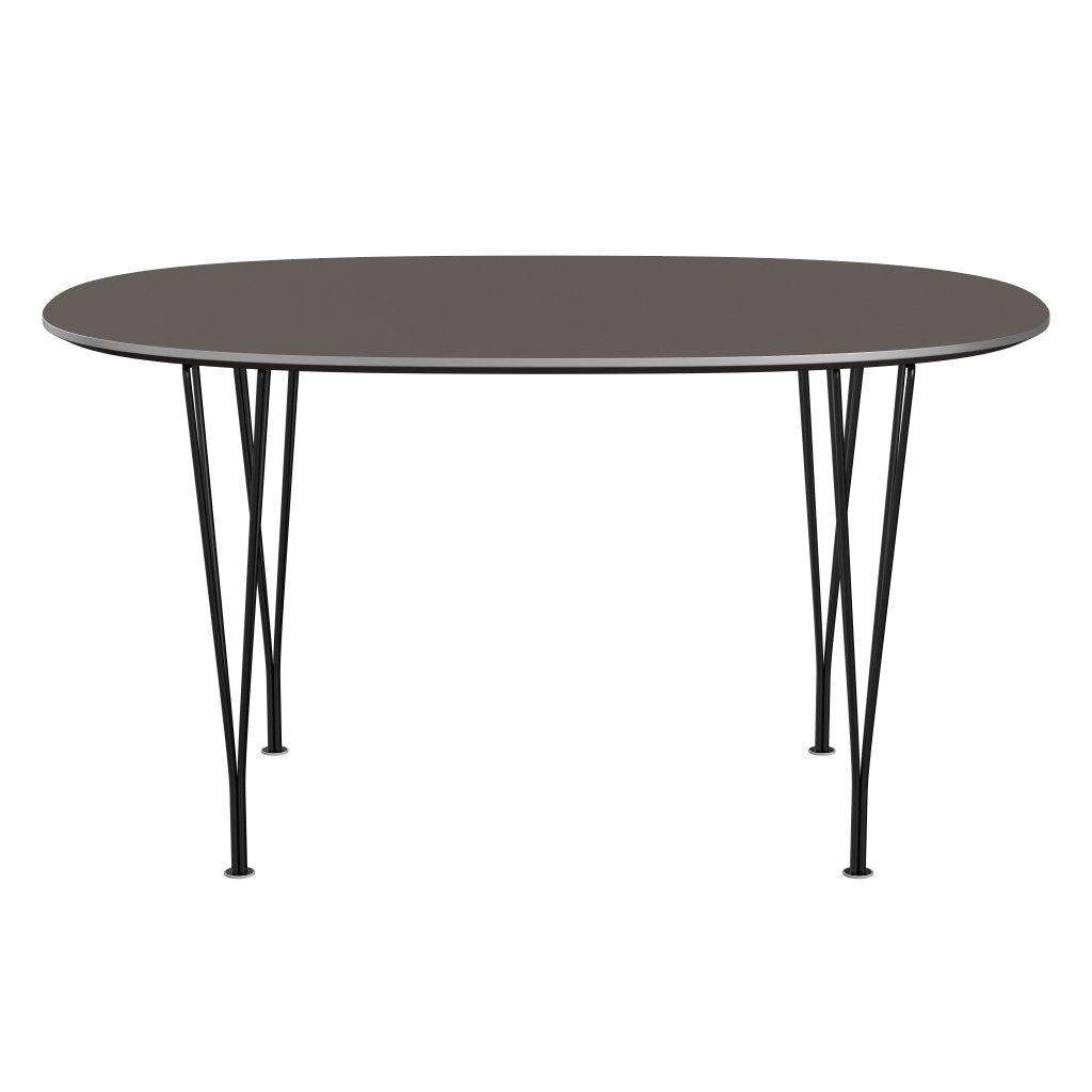 Fritz Hansen Superellipse Jídelní stůl černá/šedá lamináty Fenix, 135x90 cm