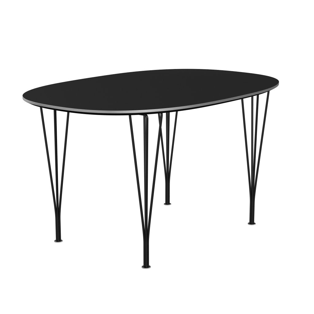 Fritz Hansen Superellipse jídelní stůl černé/černé lamináty Fenix, 135x90 cm