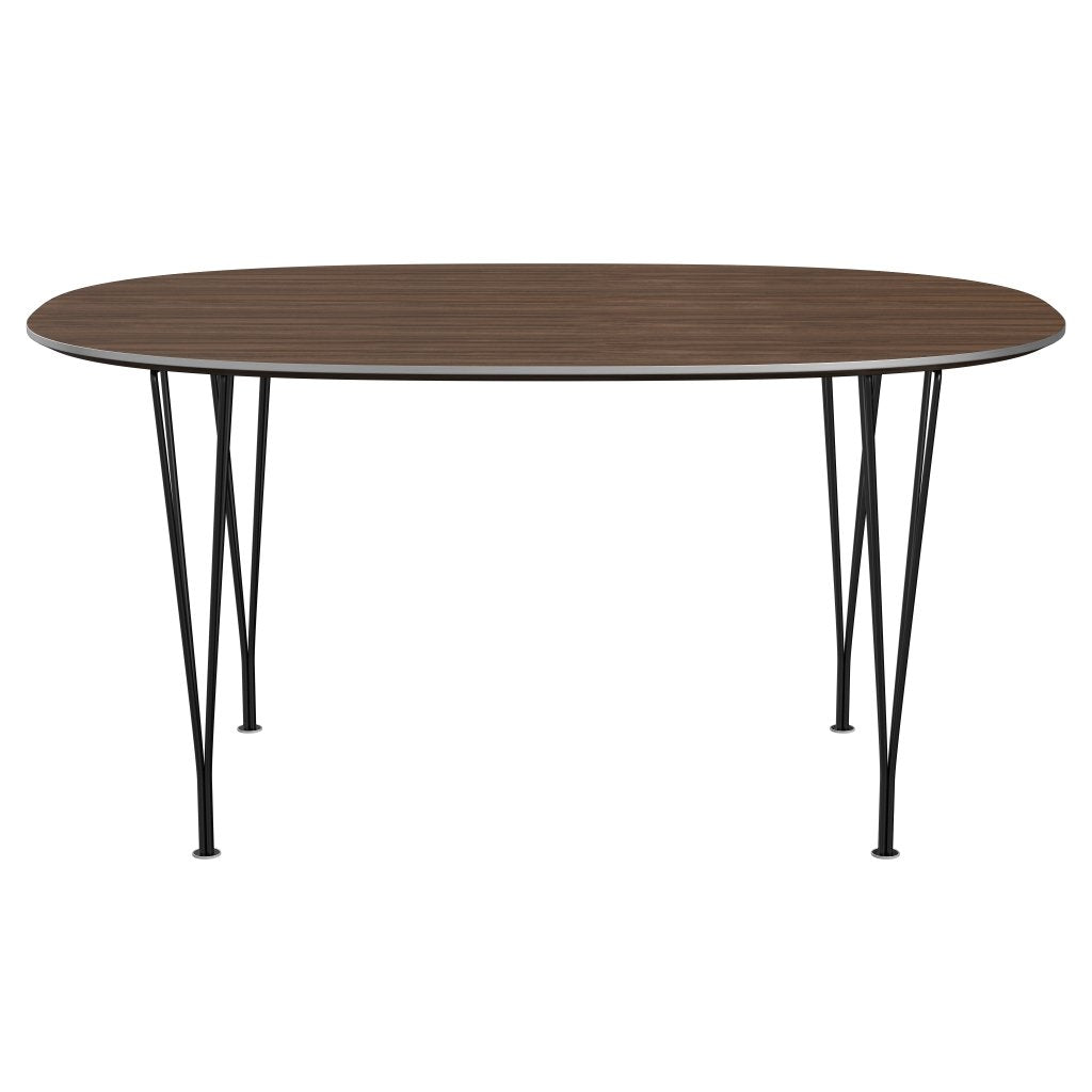 Fritz Hansen Superellipse Dining Table Black/Walnut Veneer, 150x100 Cm