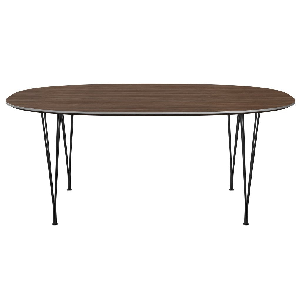 Fritz Hansen Superellipse Dining Table Black/Walnut Veneer, 180x120 Cm