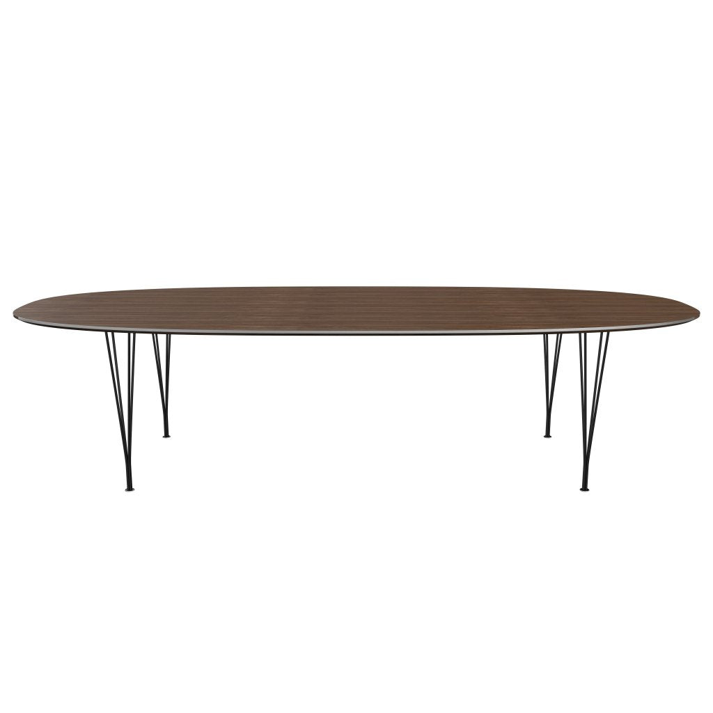 Fritz Hansen Superellipse Dining Table Black/Walnut Veneer, 300x130 Cm