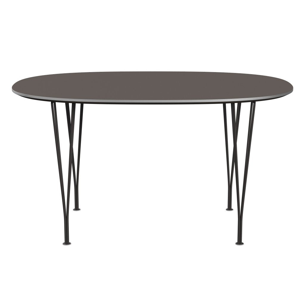 Jídelní stůl Fritz Hansen Superellipse teplý grafit/šedé lamináty Fenix, 135x90 cm