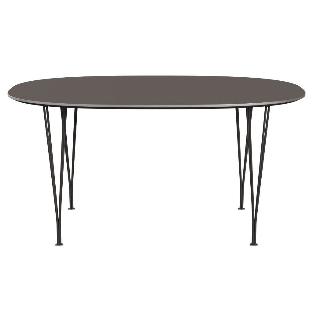 Jídelní stůl Fritz Hansen Superellipse teplý grafit/šedé lamináty Fenix, 150x100 cm
