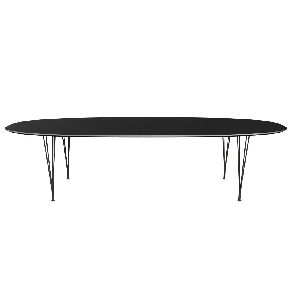 Jídelní stůl Fritz Hansen Superellipse teplý grafit/černé lamináty Fenix, 300x130 cm